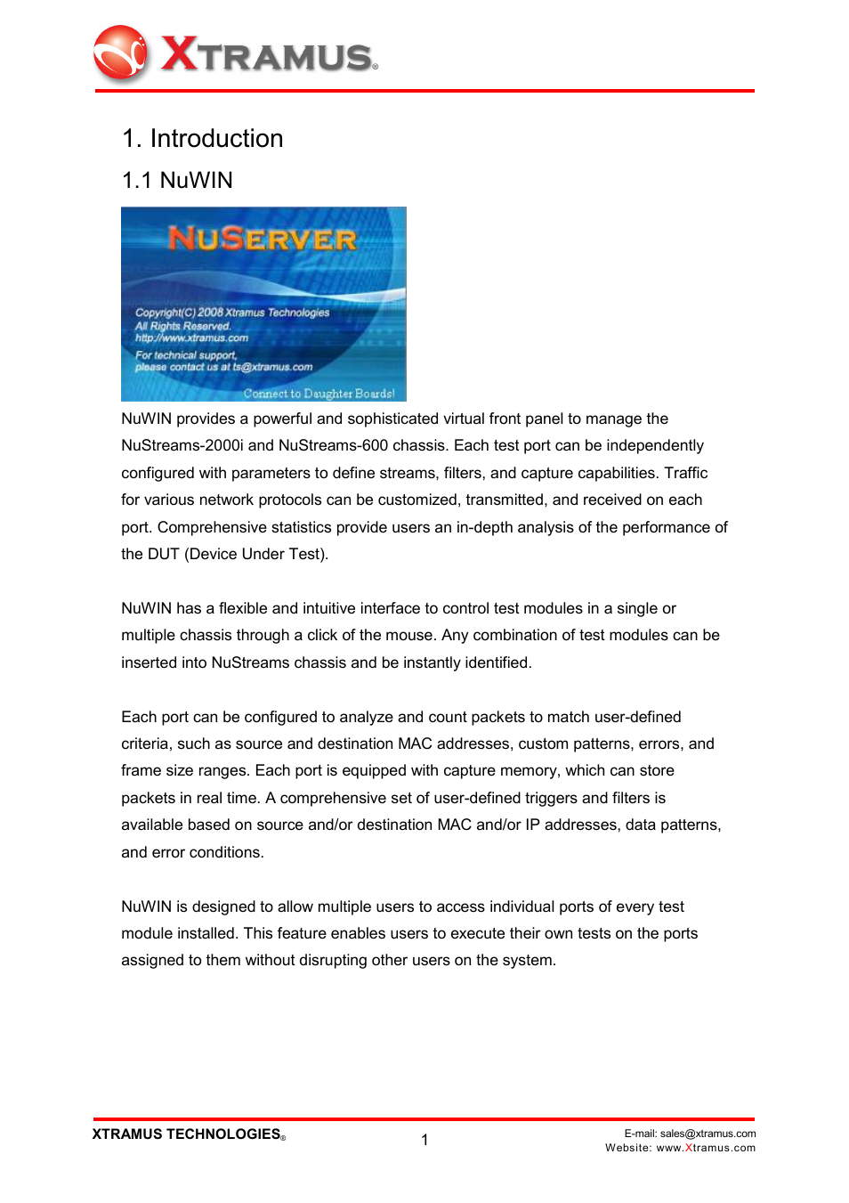 Introduction, 1 nuwin | Xtramus NuWIN V1.1 User Manual | Page 6 / 171