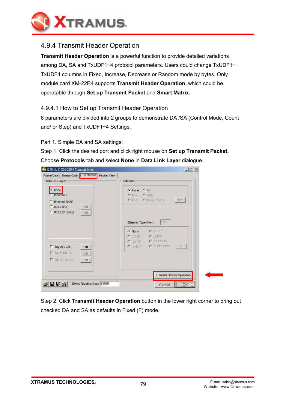 4 transmit header operation | Xtramus NuWIN V1.1 User Manual | Page 84 / 171
