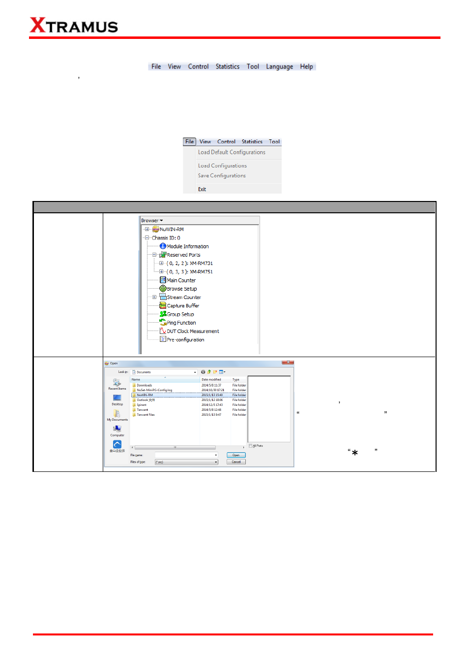 Menu bar, File | Xtramus NuWIN-RM V1.4 User Manual | Page 18 / 111