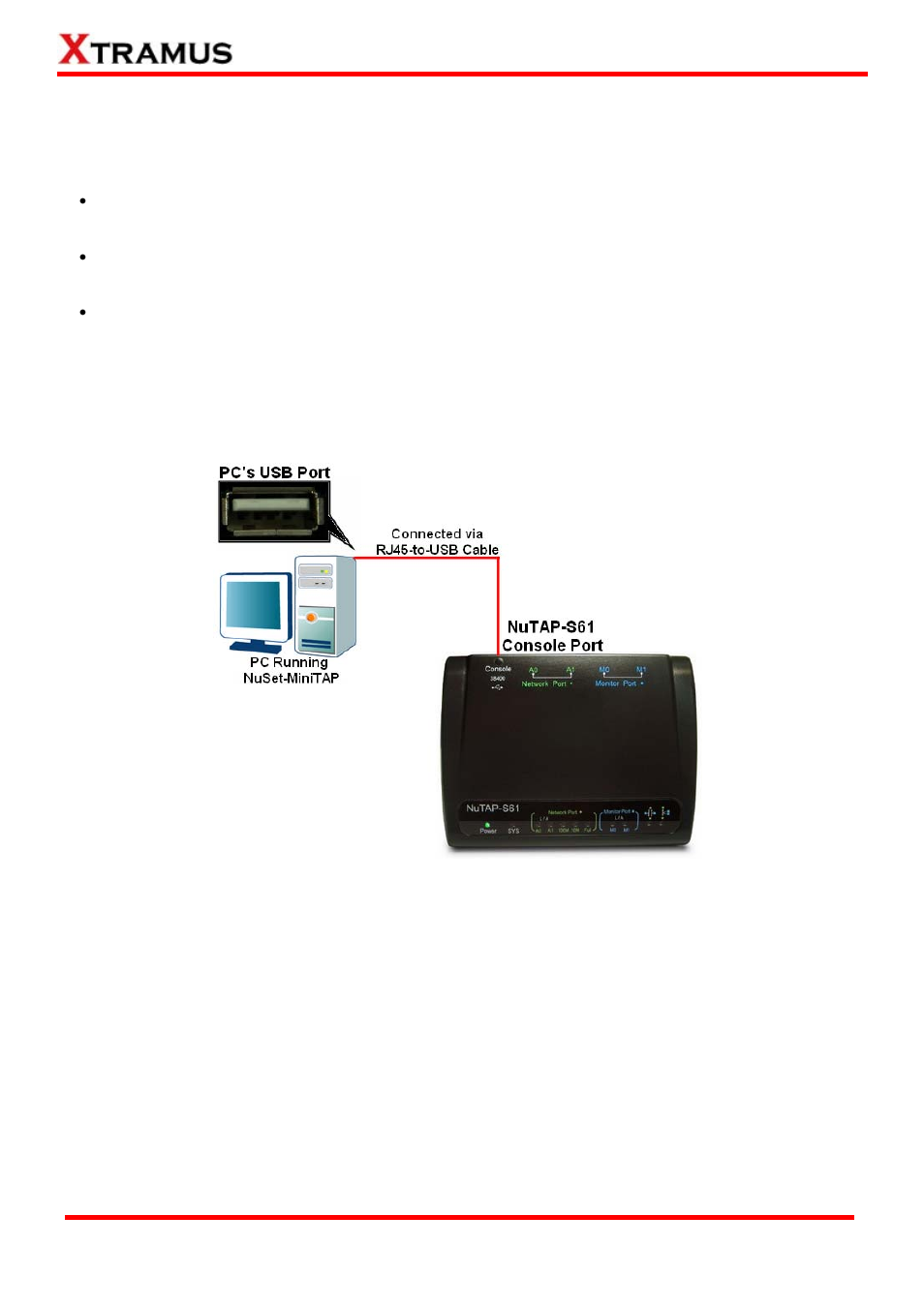 Nutap-s61 management, Managing nutap-s61 with nuset-minitap | Xtramus NuTAP-S61 V1.2 User Manual | Page 11 / 75