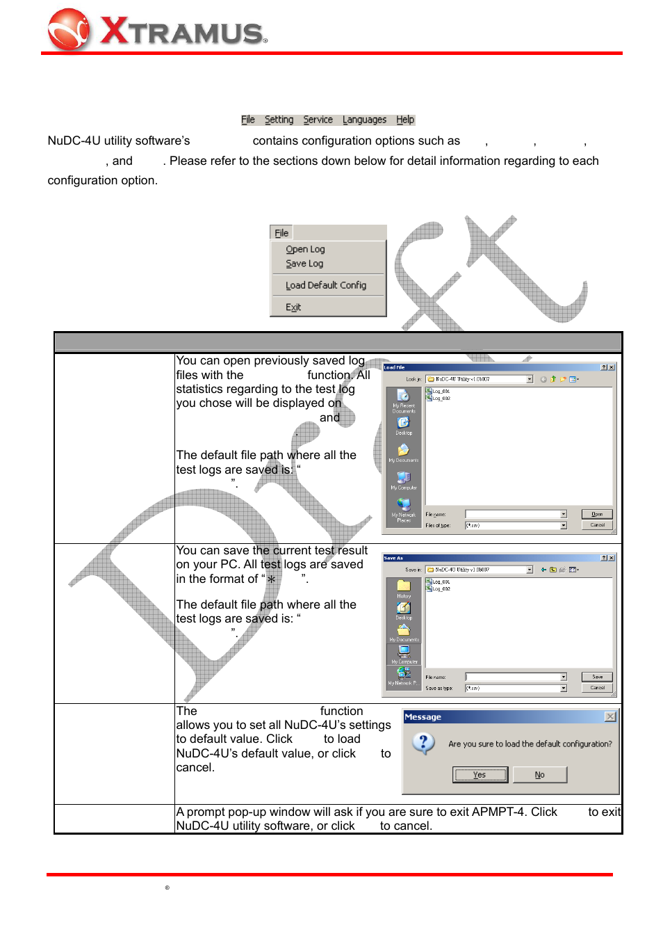 Nudc-4u utility functions, Menu bar, File | Xtramus NuDC-4U V2.1 User Manual | Page 21 / 37