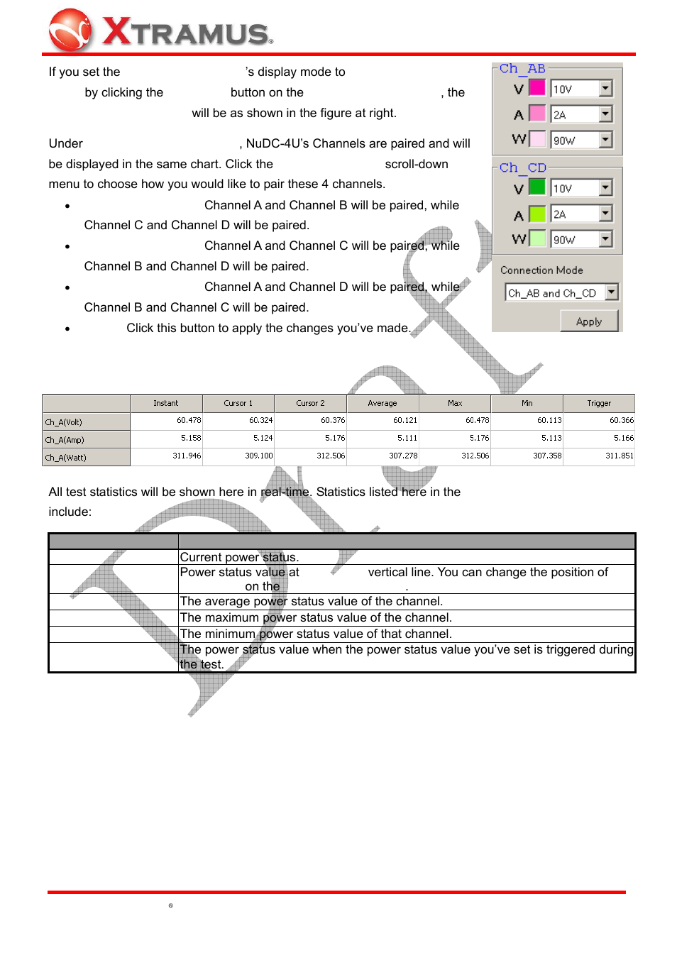 Real-time statistic table | Xtramus NuDC-4U V2.1 User Manual | Page 30 / 37