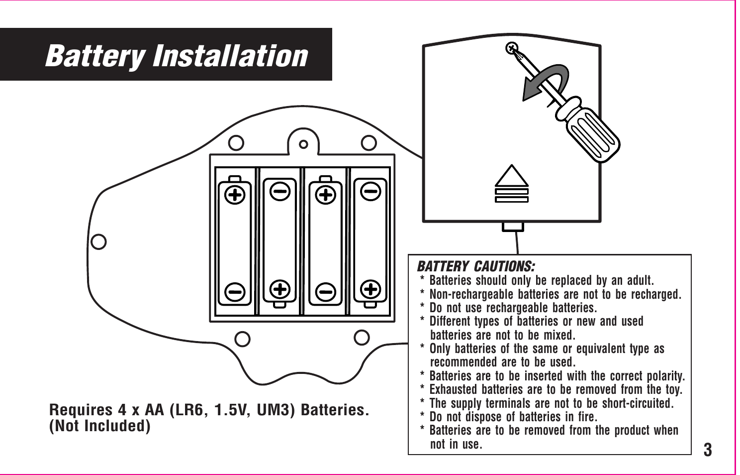 Battery installation | Crayola My First TV Play System User Manual | Page 5 / 20