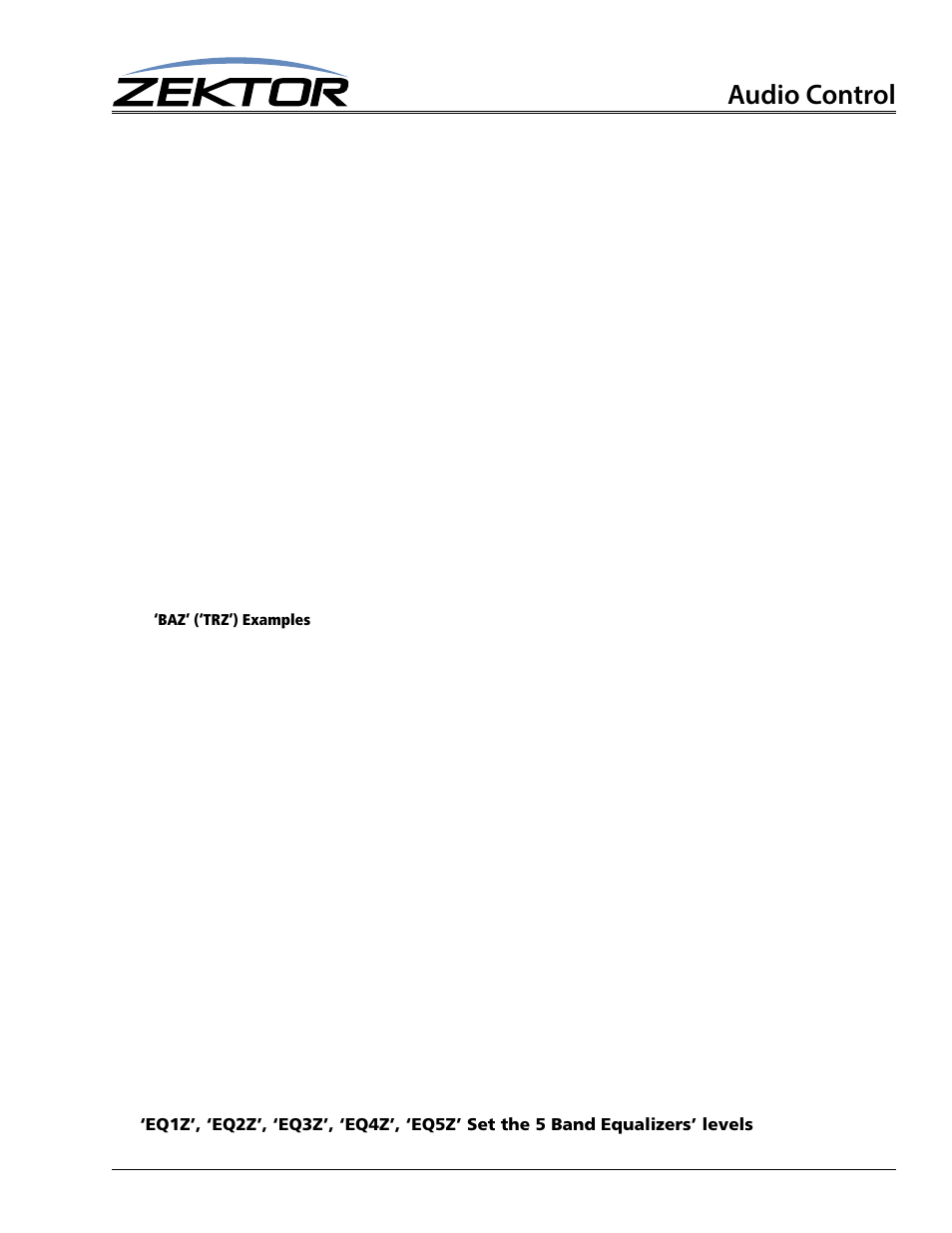 Audio control | Zektor Palladia™ 8X8 User Manual | Page 61 / 65
