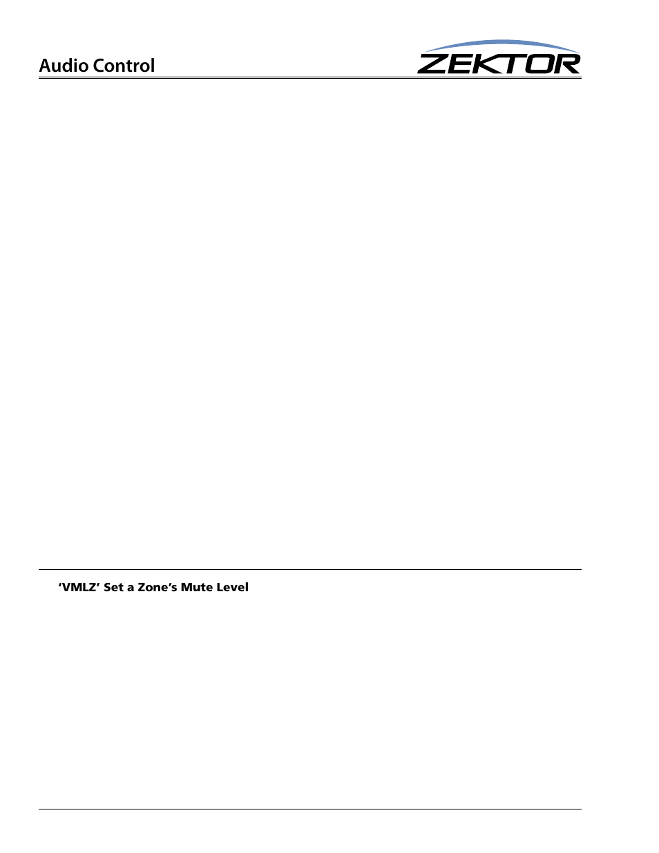 Vmlz’ set a zone’s mute level, Audio control | Zektor ProAudio 16™ DSP Preamp Audio Matrix User Manual | Page 22 / 38