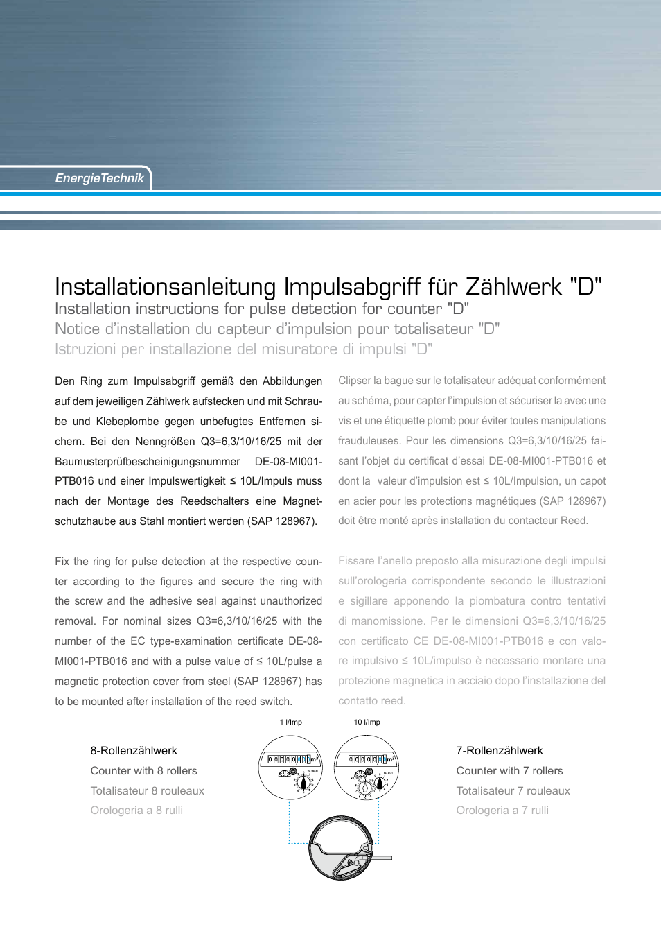 ZENNER MULTI-JET METERS User Manual | 2 pages