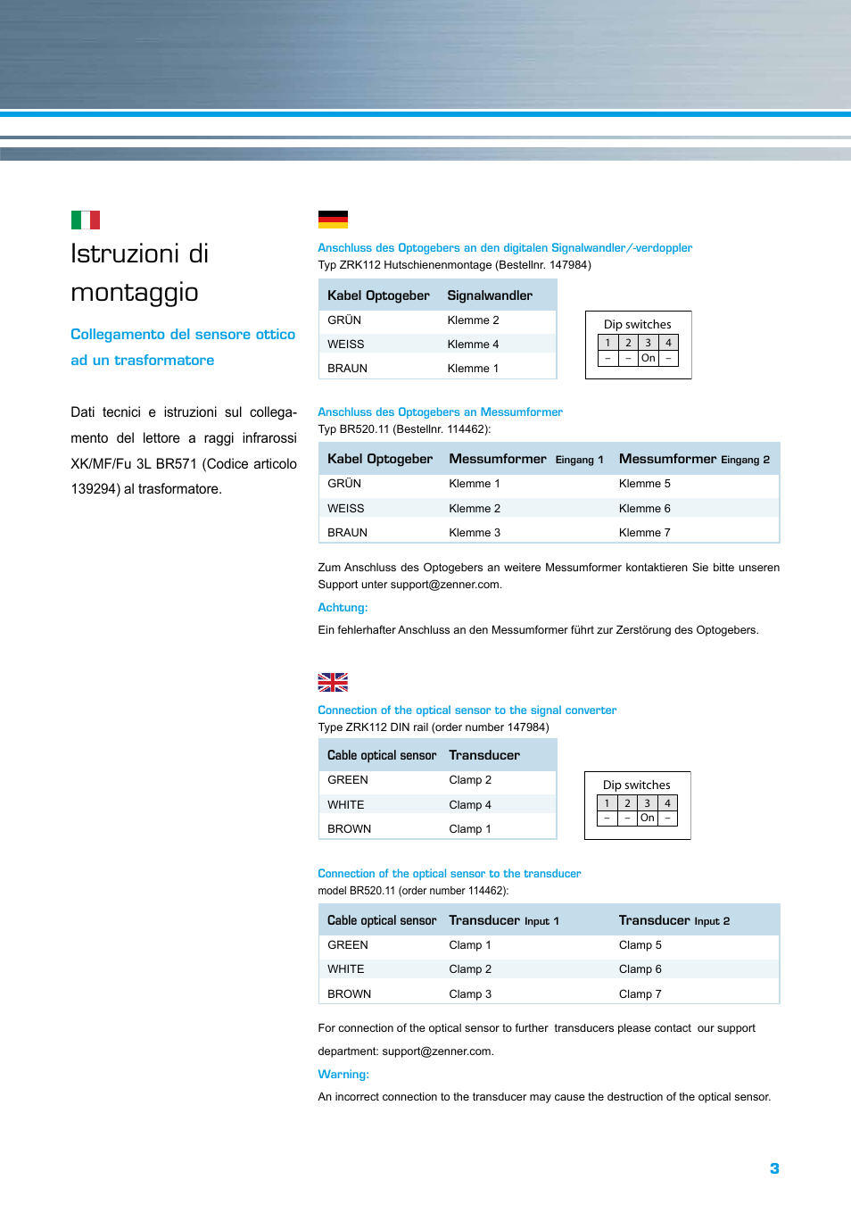 Istruzioni di montaggio | ZENNER WOLTMAN METERS User Manual | Page 3 / 4