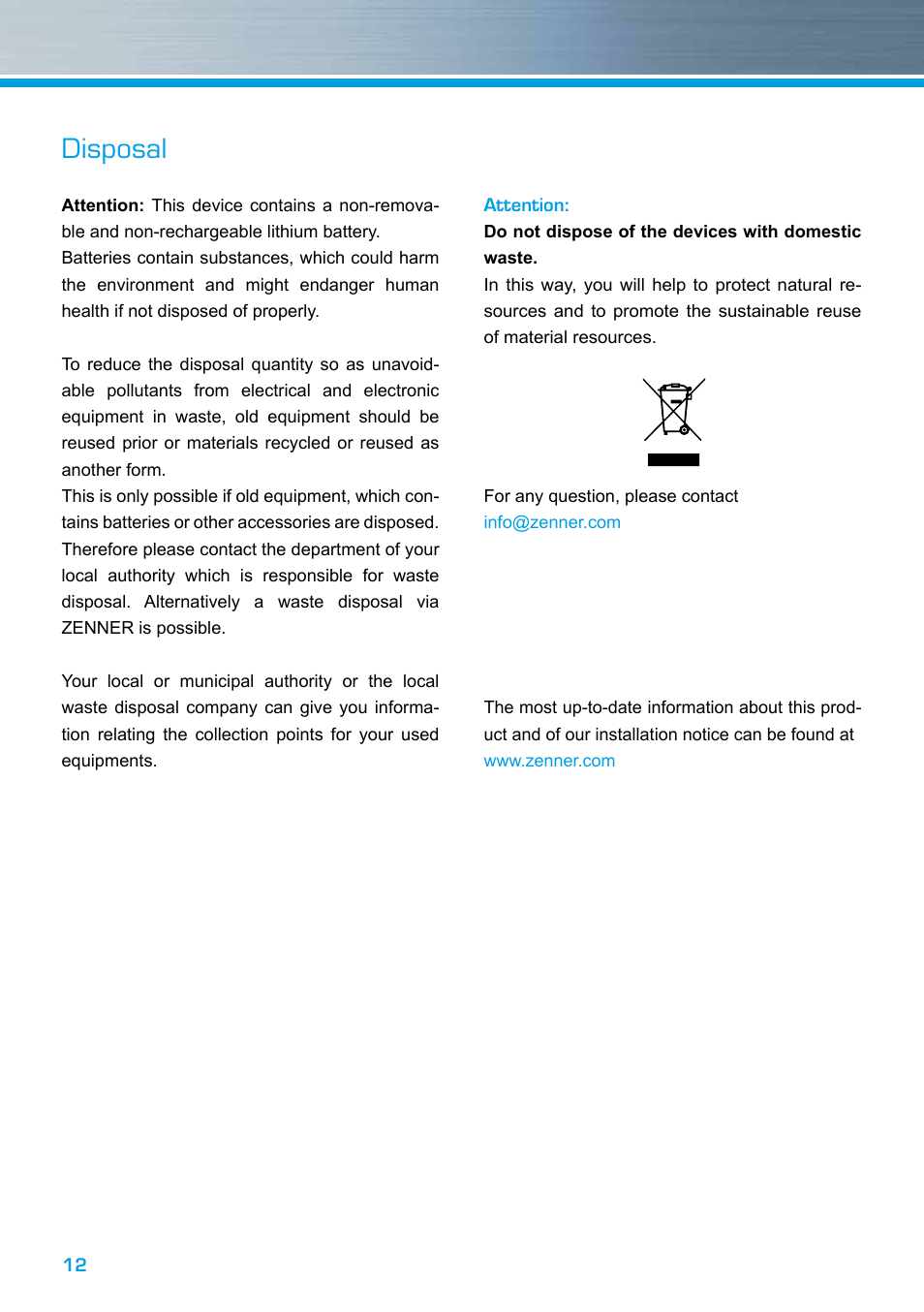 Dtpwork design | ZENNER MULTIDATA WR3 User Manual | Page 12 / 12