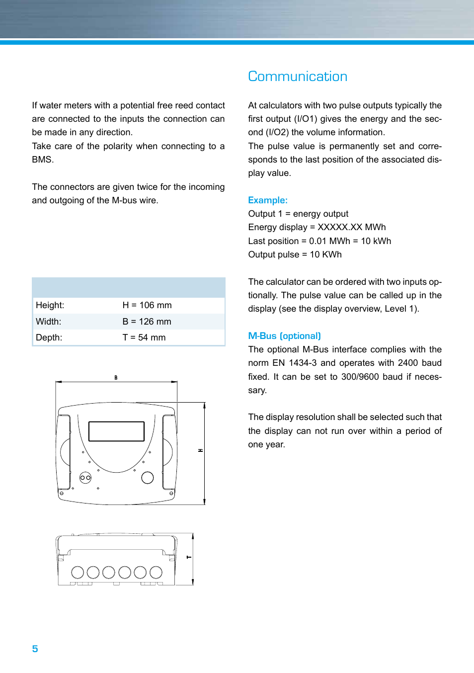 Communication | ZENNER MULTIDATA WR3 User Manual | Page 5 / 12
