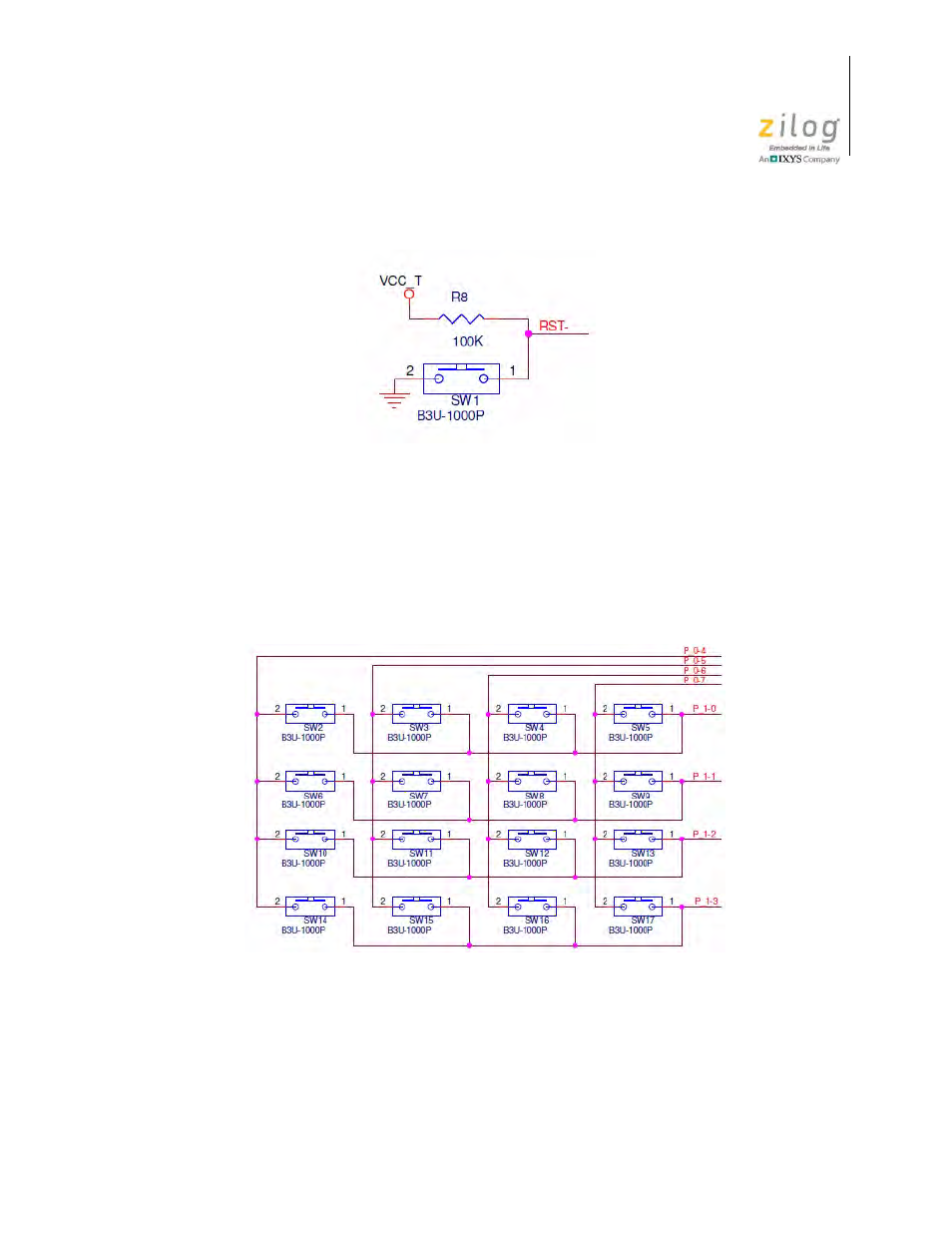 Keypad circuit, Isp connector | Zilog S3F80QB User Manual | Page 20 / 29