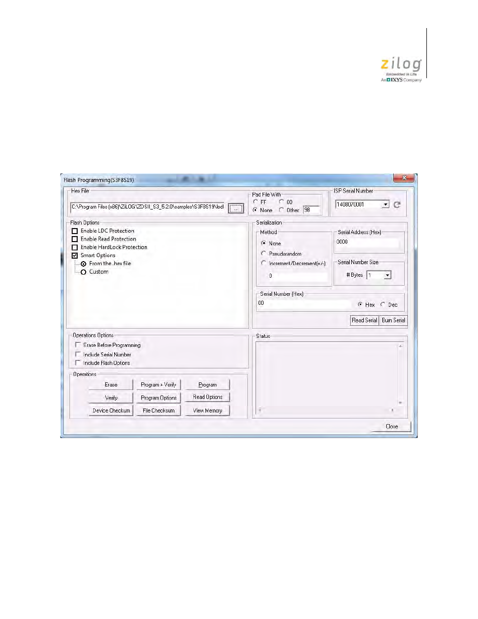 Zds flash loader utility | Zilog S3F8S19 User Manual | Page 20 / 38