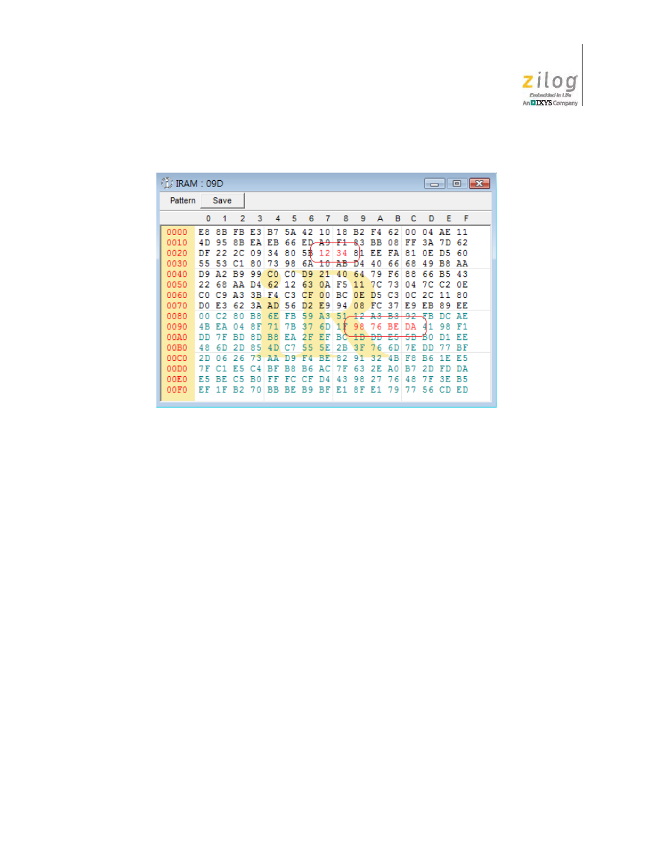 Sfr dump window, Figure 56. using the iram dump function, #2 of 2 | Zilog Z51F0811 User Manual | Page 58 / 96