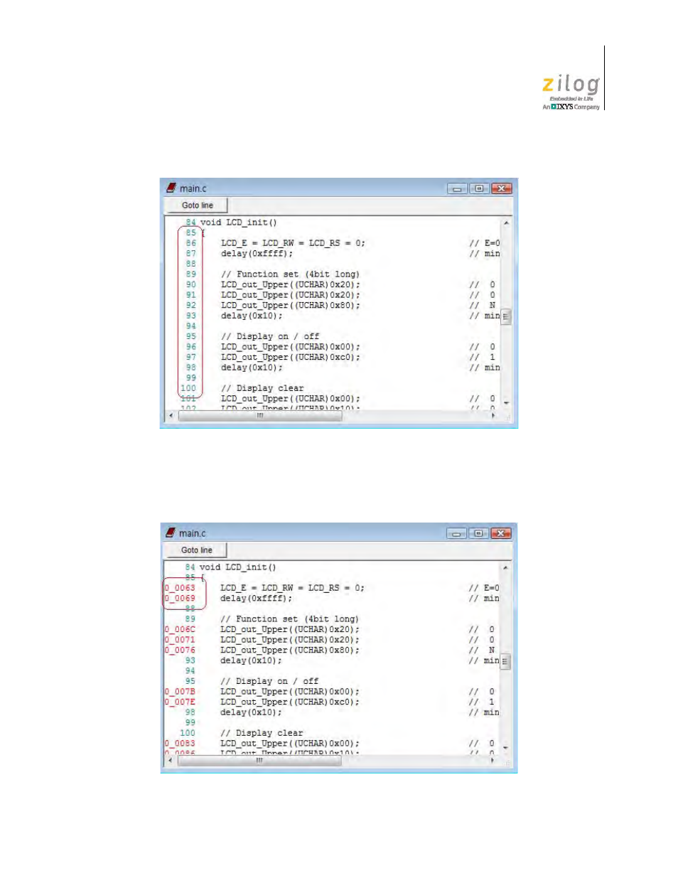 Figure 67. using the text file function, #1 of 5, Figure 68. using the text file function, #2 of 5 | Zilog Z51F0811 User Manual | Page 66 / 96