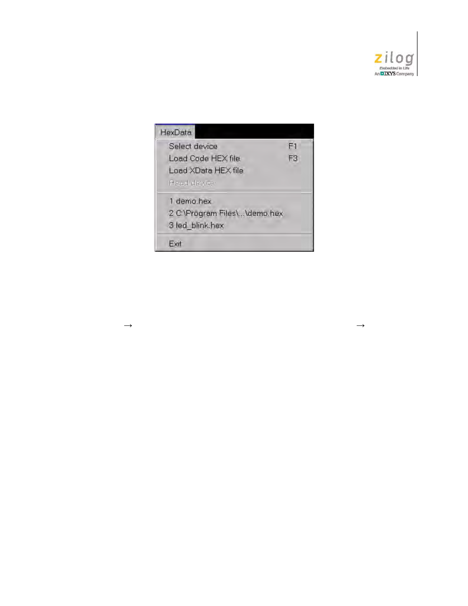 Figure 76. the ocd isp’s file menu | Zilog Z51F0811 User Manual | Page 75 / 96