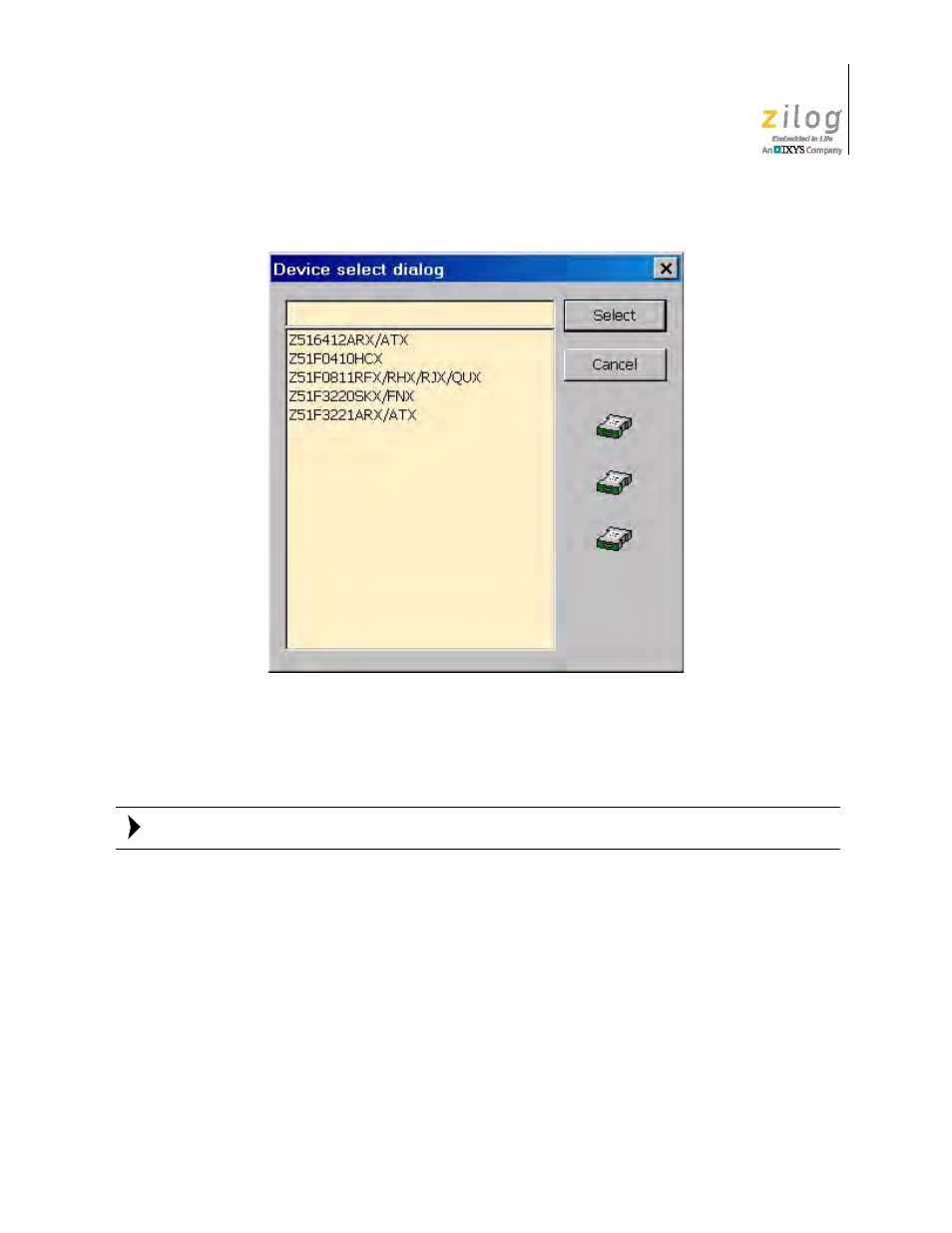 Figure 77. device select dialog | Zilog Z51F0811 User Manual | Page 76 / 96