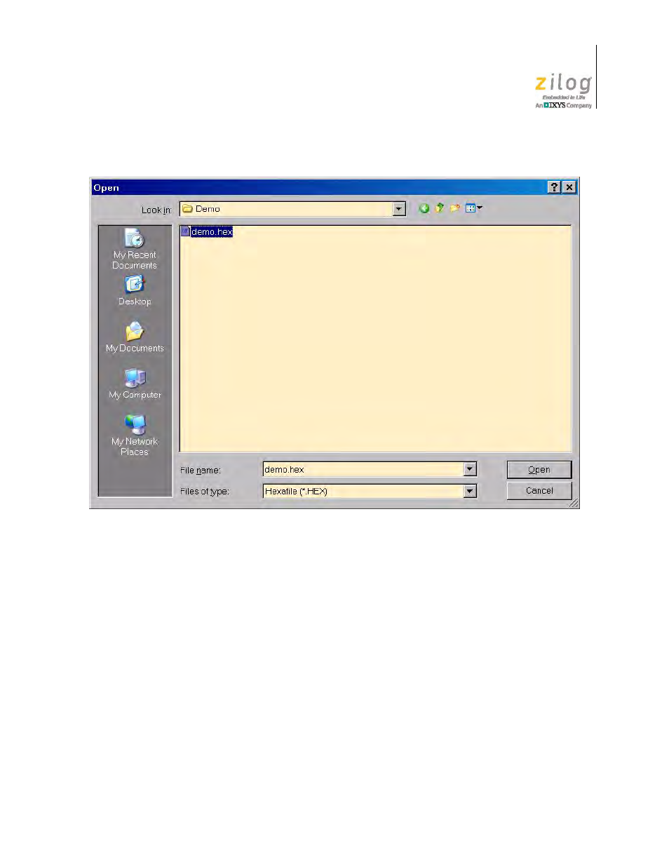 Figure 79. file open dialog | Zilog Z51F0811 User Manual | Page 78 / 96