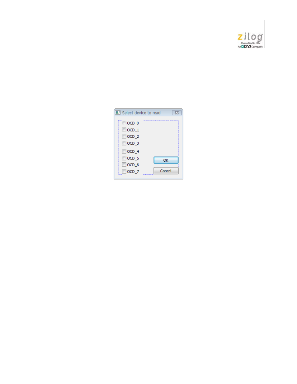 Figure 81. select device to read dialog | Zilog Z51F0811 User Manual | Page 80 / 96