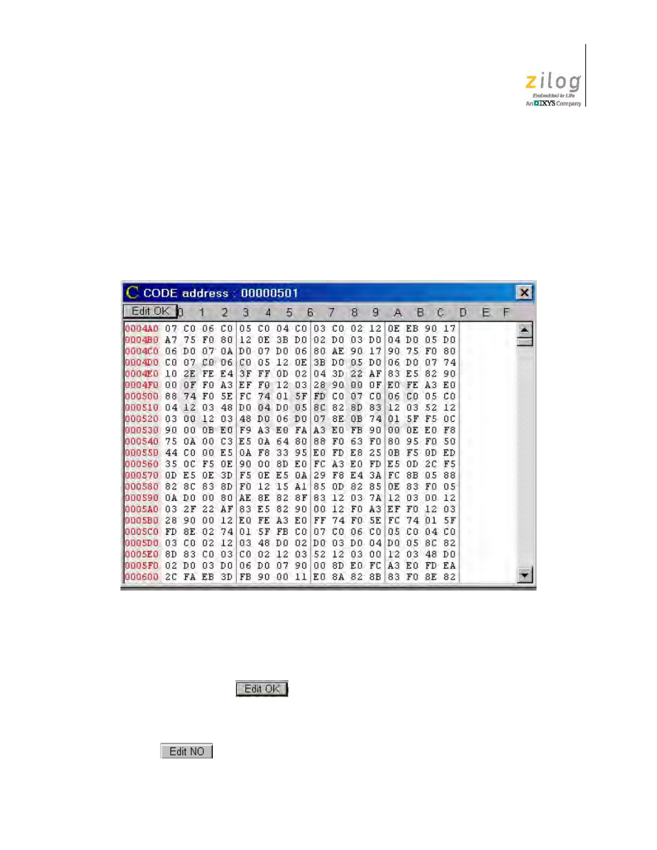Code dump window, Figure 90. code dump child window | Zilog Z51F0811 User Manual | Page 88 / 96
