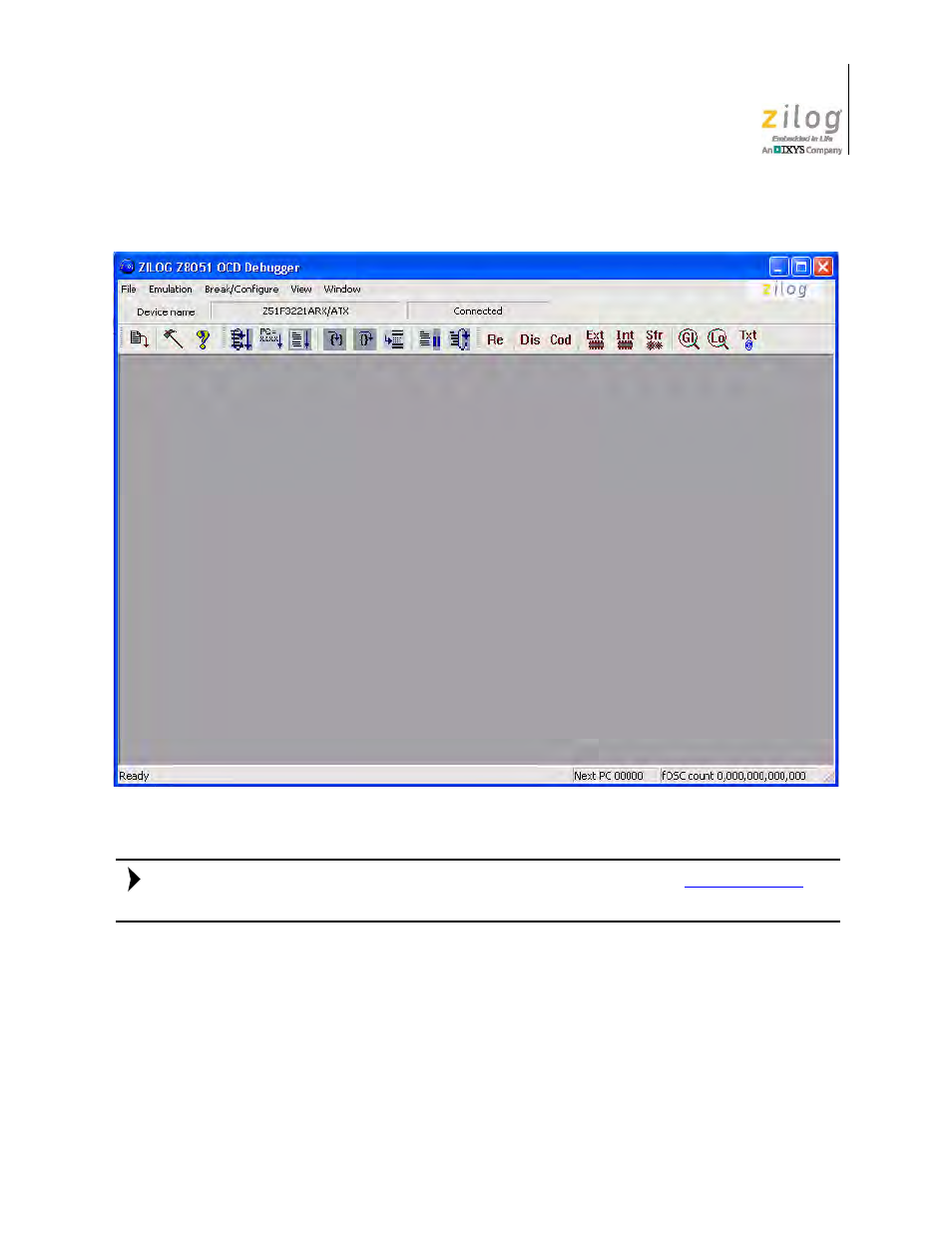 Figure 16. initial ocd screen, In figure 16 | Zilog Z51F3221 User Manual | Page 28 / 55