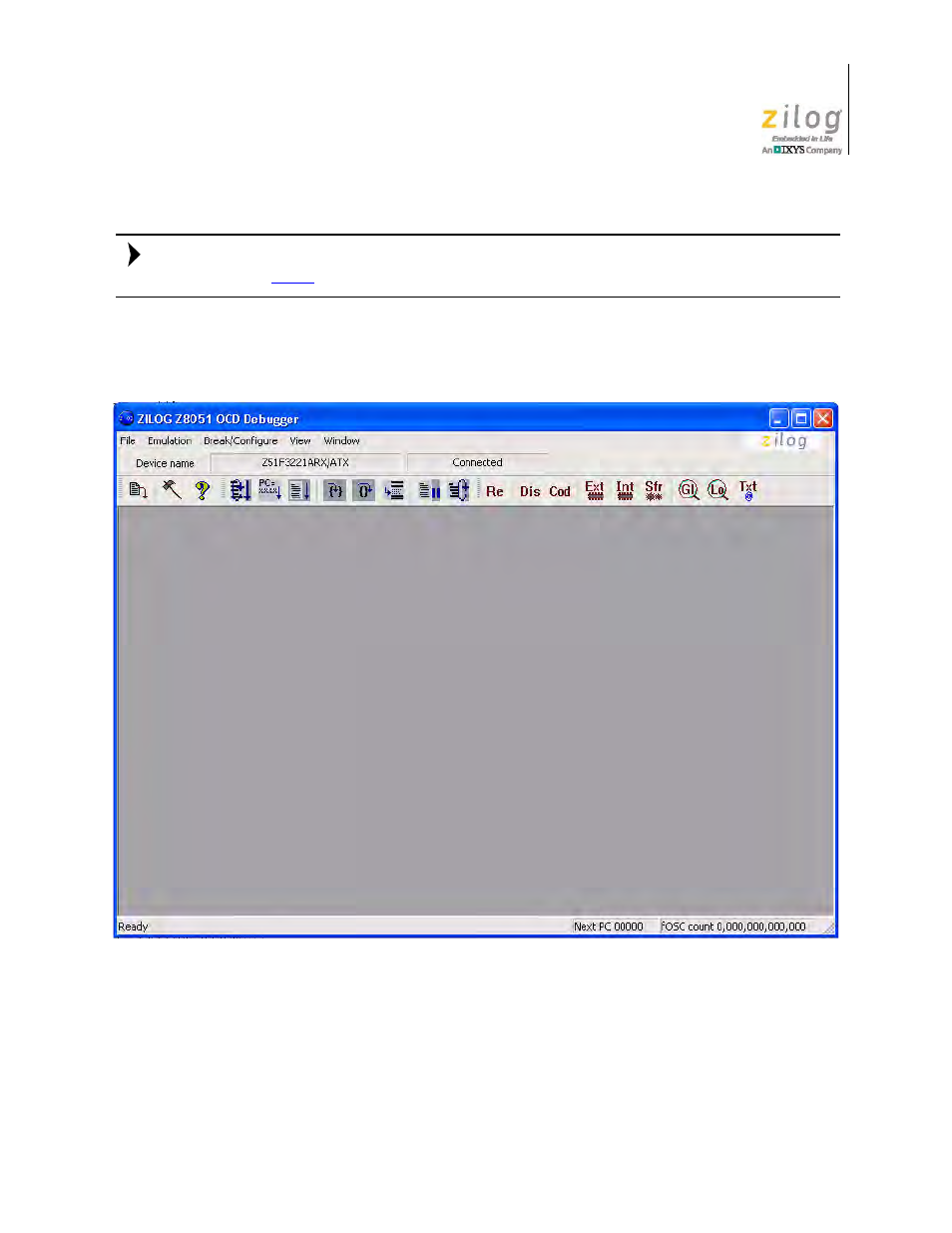 Figure 20. a typical on-chip debugger window | Zilog Z51F3221 User Manual | Page 31 / 55