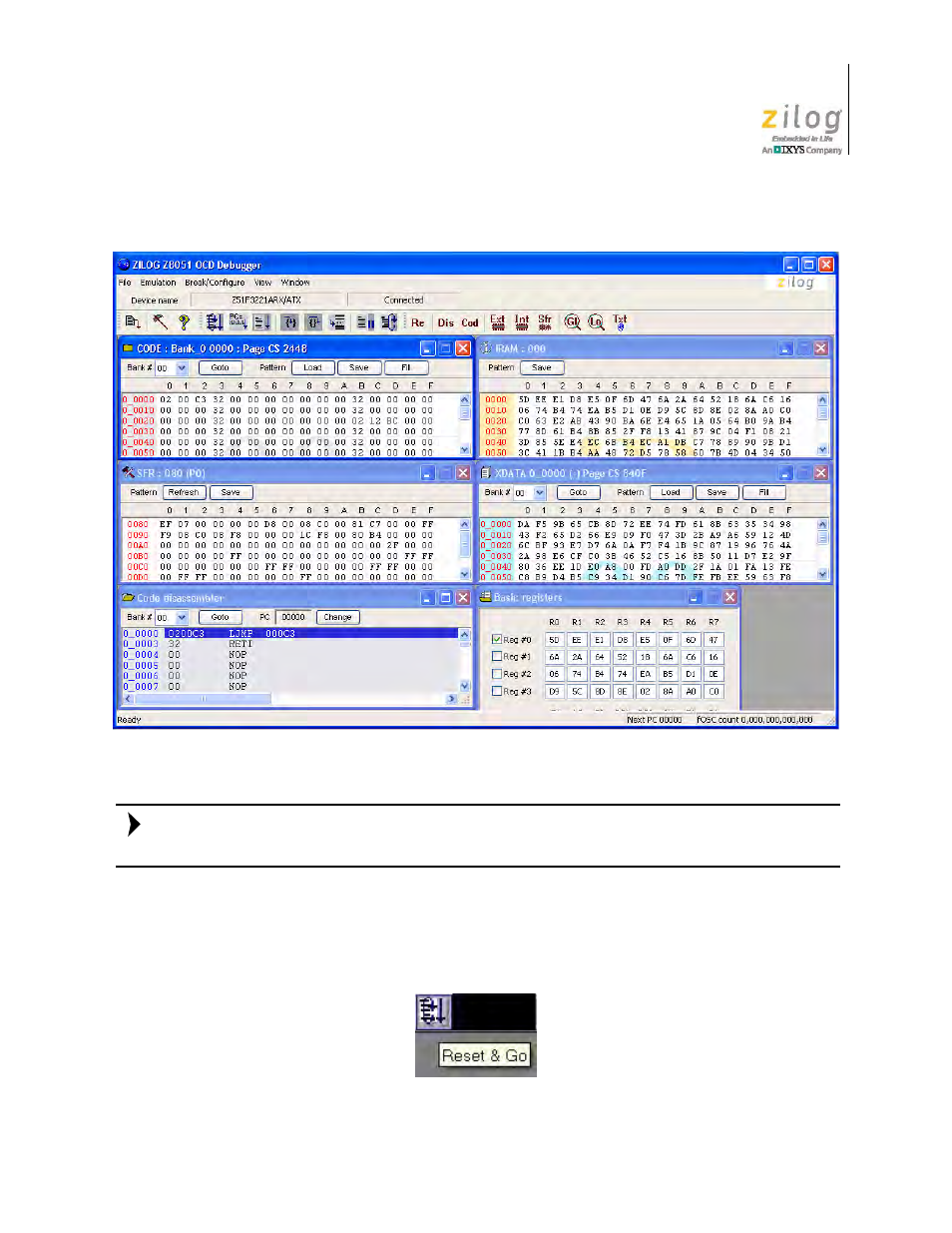 Figure 22. reset & go toolbar icon, Figure 21 | Zilog Z51F3221 User Manual | Page 32 / 55