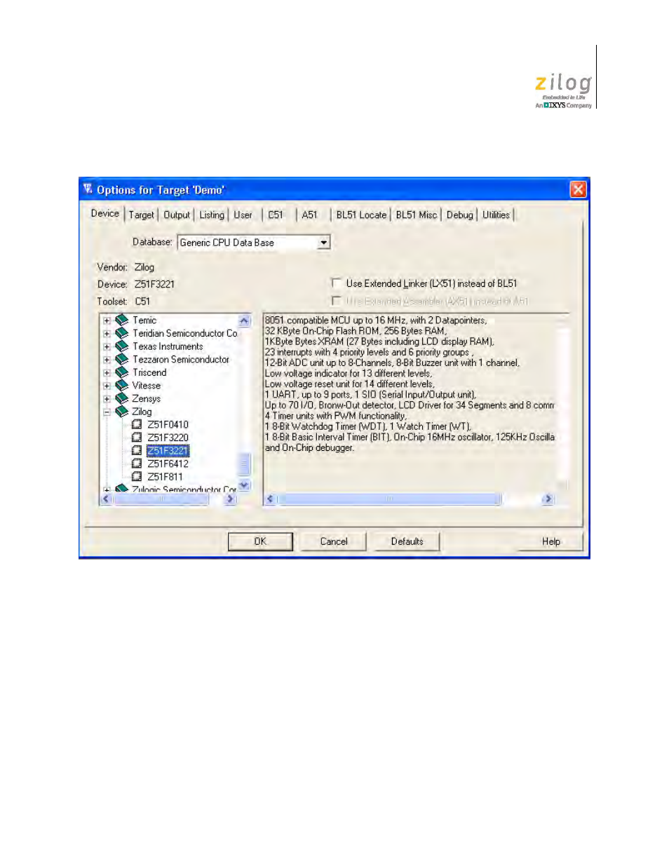 Figure 24. selecting the target | Zilog Z51F3221 User Manual | Page 35 / 55
