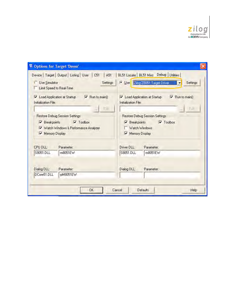 Figure 25. selecting the target driver | Zilog Z51F3221 User Manual | Page 36 / 55