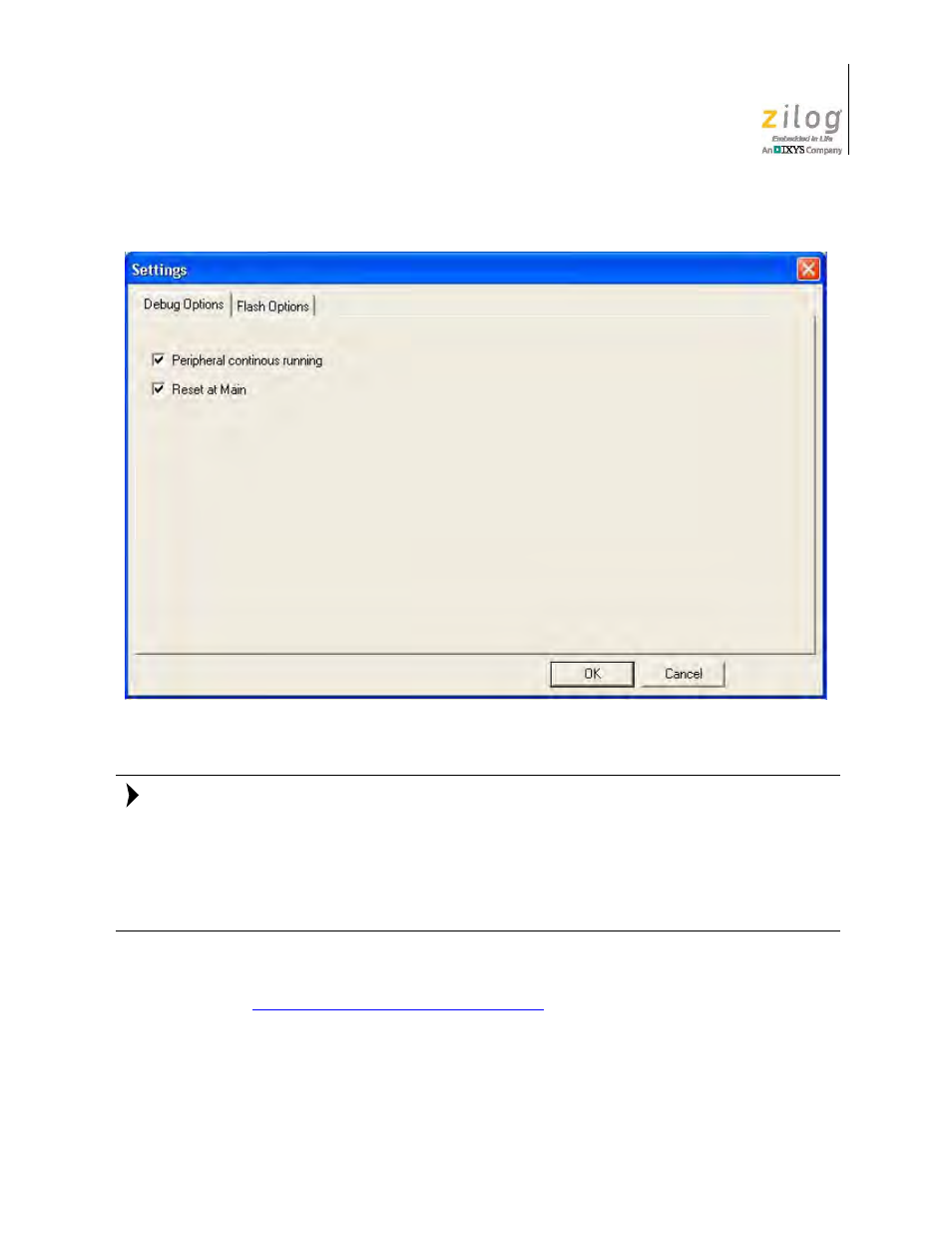 Figure 26. configuring the debug options | Zilog Z51F3221 User Manual | Page 37 / 55