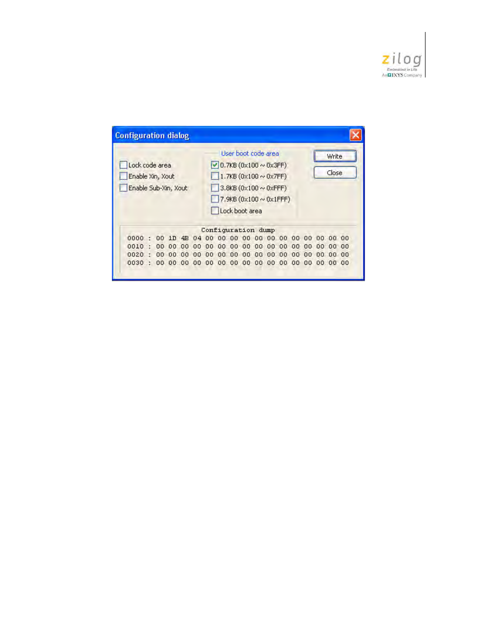 Figure 18. configuration dialog | Zilog Z51F6412 User Manual | Page 29 / 54