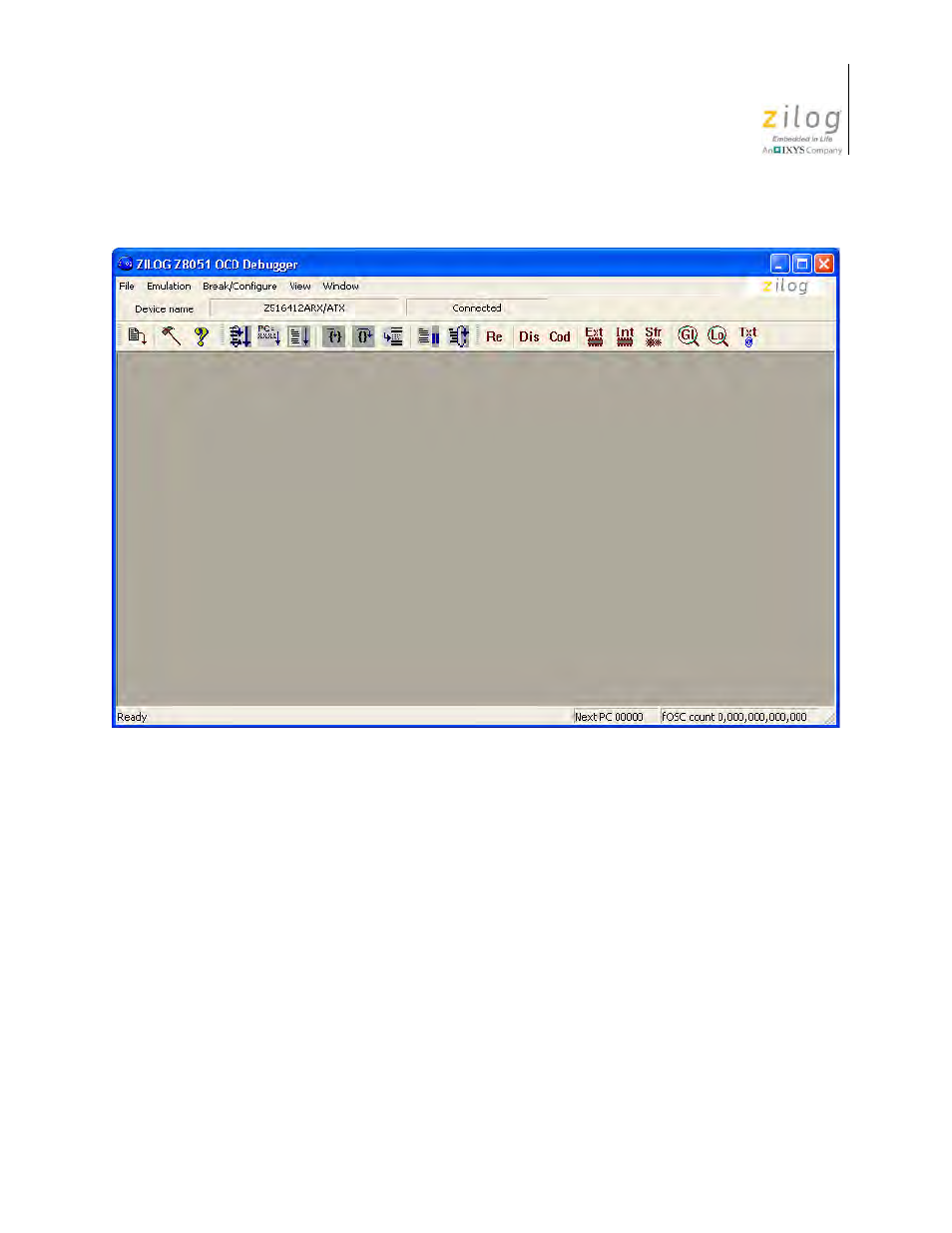 Figure 19. a typical on-chip debugger window | Zilog Z51F6412 User Manual | Page 30 / 54