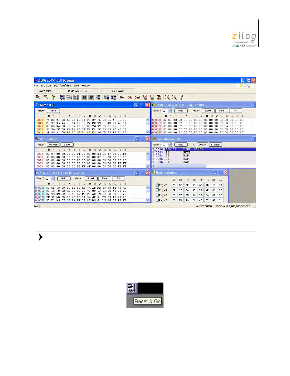 Figure 21. reset & go toolbar icon | Zilog Z51F6412 User Manual | Page 31 / 54