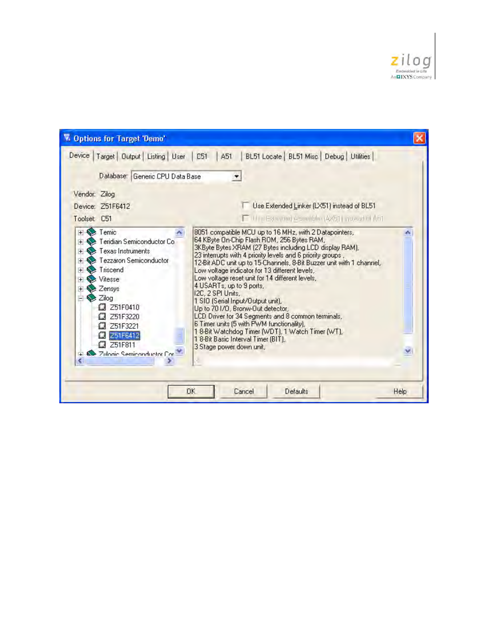 Figure 23. selecting the target | Zilog Z51F6412 User Manual | Page 34 / 54