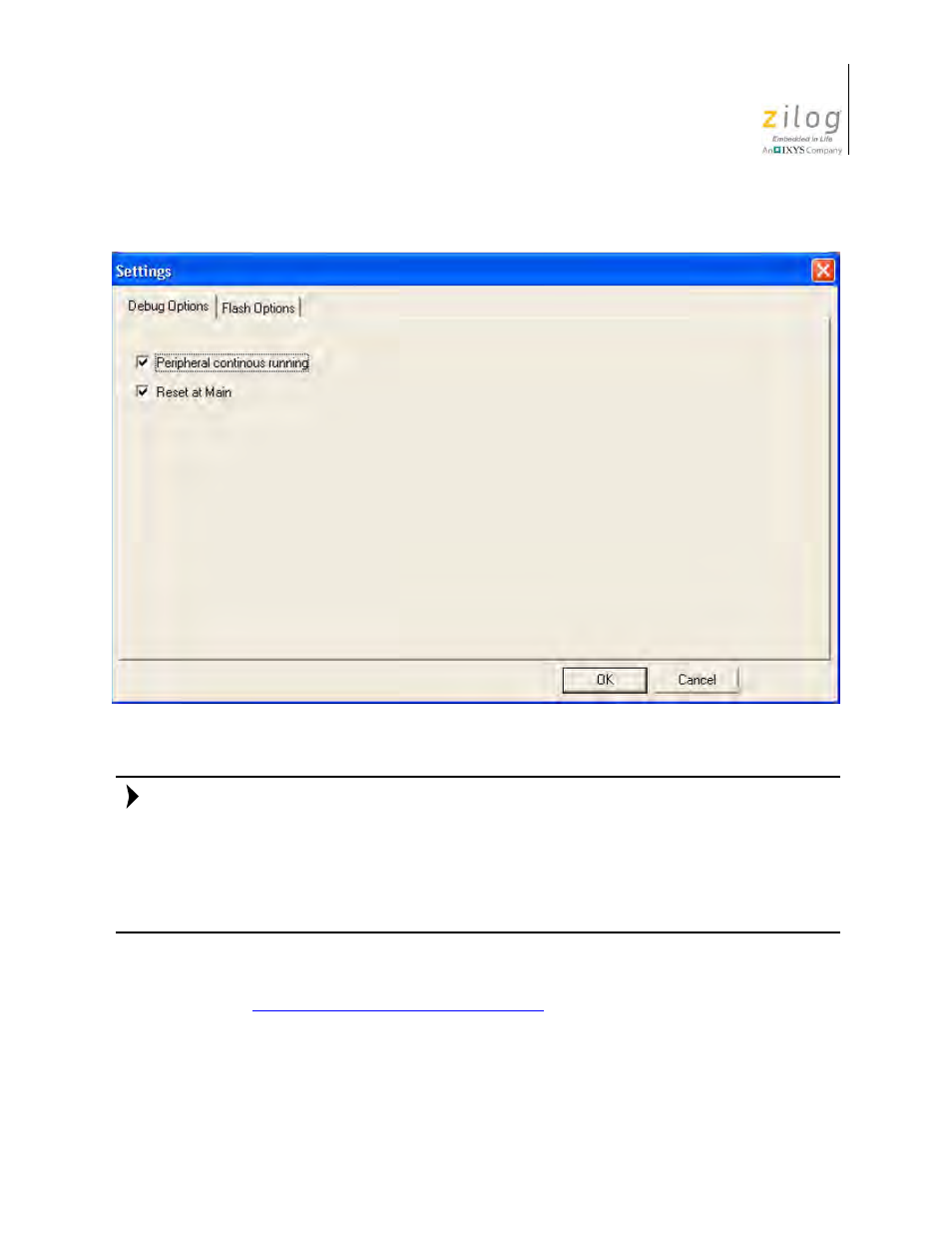 Figure 25. configuring the debug options | Zilog Z51F6412 User Manual | Page 36 / 54