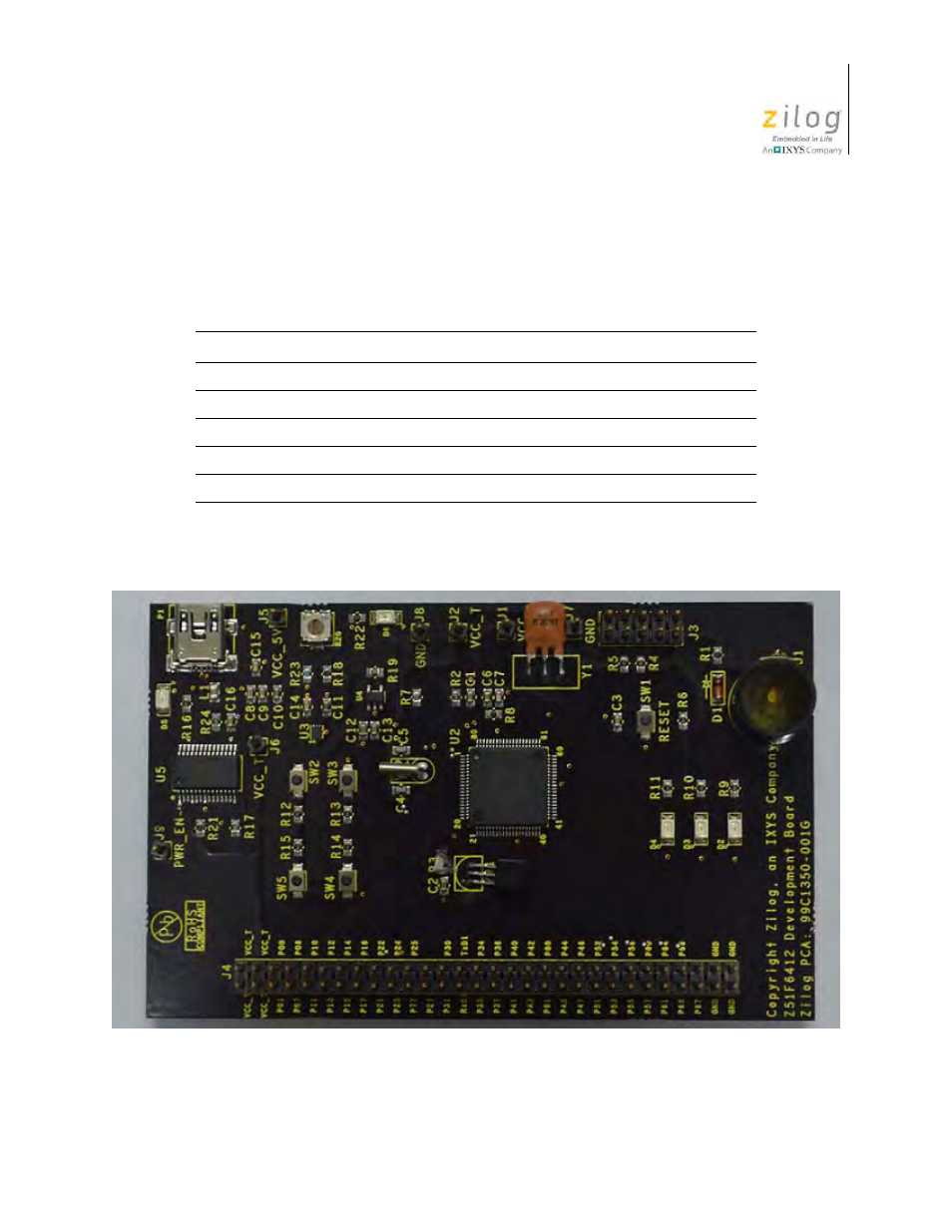 Kit contents, Figure 2, Z51f6412 development board | Table 1, Z51f6412000zcog contents | Zilog Z51F6412 User Manual | Page 9 / 54