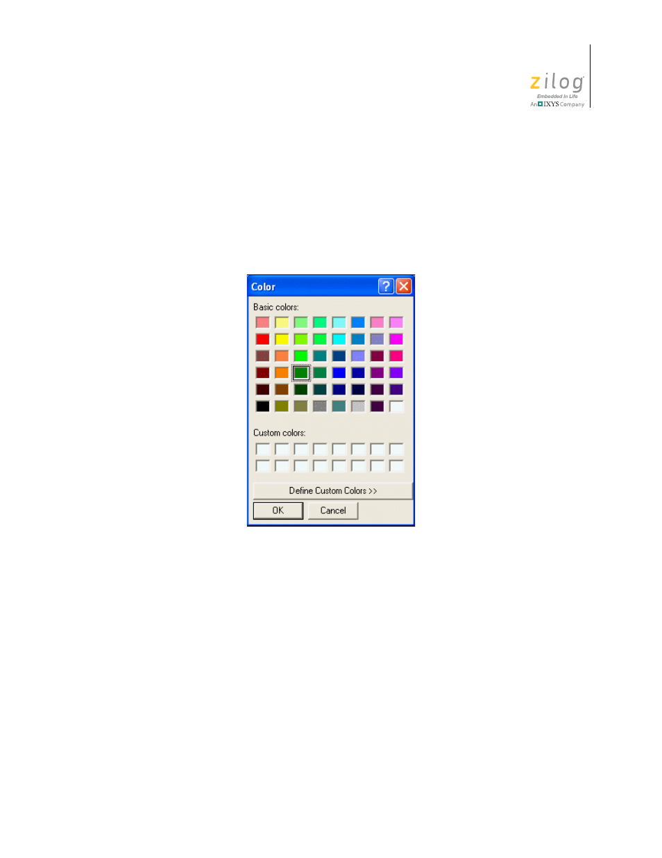 Figure 80. color dialog box | Zilog ZUSBOPTS User Manual | Page 127 / 520