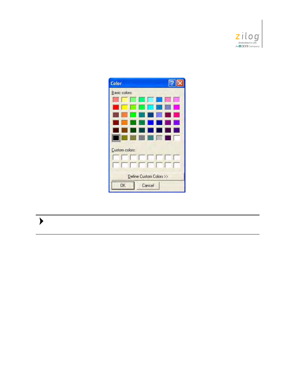 Code folding margin, Figure 106. color dialog box, Learn more, see the | Section on | Zilog ZUSBOPTS User Manual | Page 163 / 520