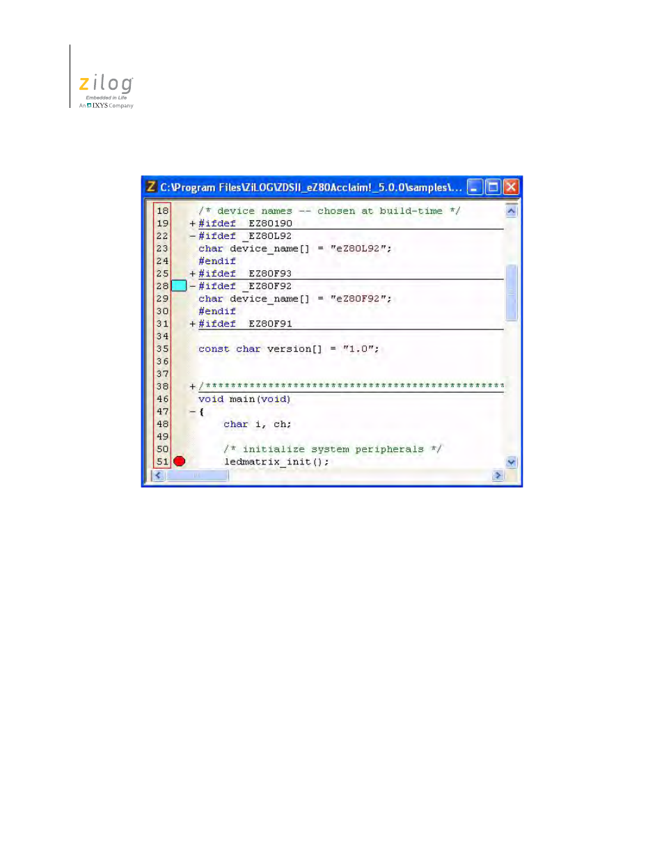 Figure 109. line number margin | Zilog ZUSBOPTS User Manual | Page 166 / 520