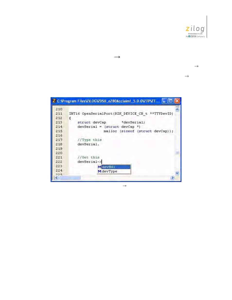 Auto conversion of “.” to, Figure 125. convert . to → automatically | Zilog ZUSBOPTS User Manual | Page 181 / 520