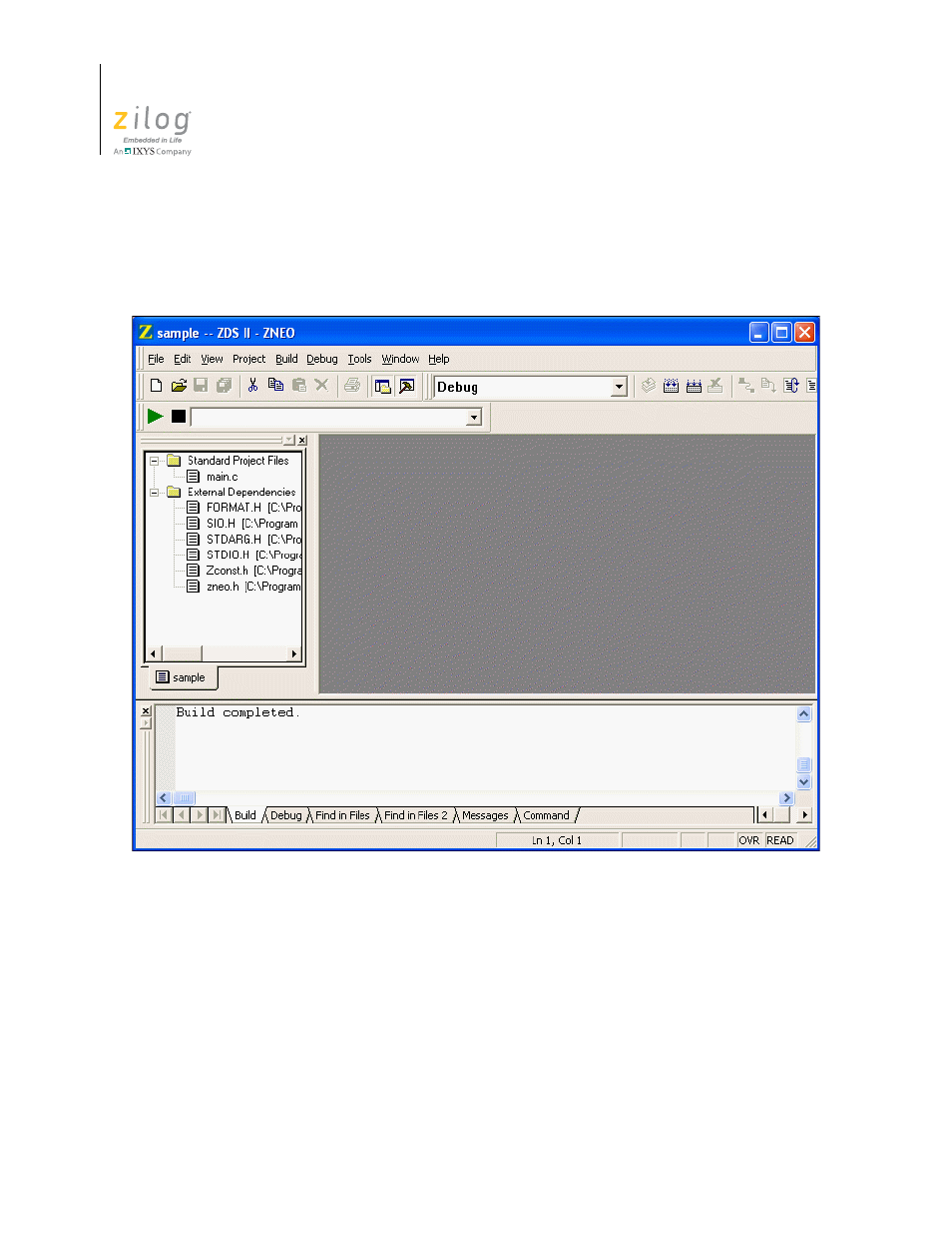 Figure 13. build output window | Zilog ZUSBOPTS User Manual | Page 42 / 520