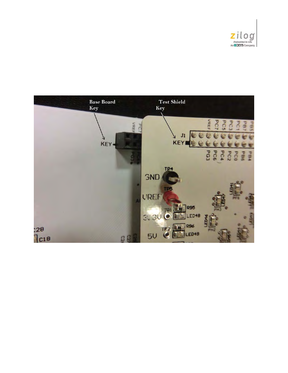 Figure 5, Key alignment baseb shield | Zilog ZUSBOPTS User Manual | Page 14 / 38
