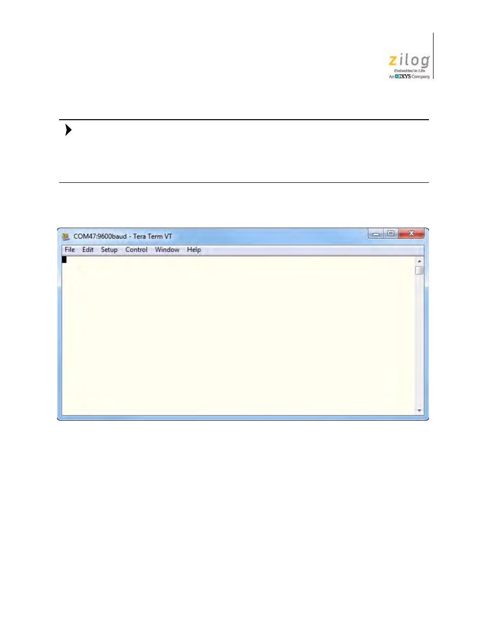Table 1, Tera term initial dialog | Zilog ZUSBOPTS User Manual | Page 17 / 38