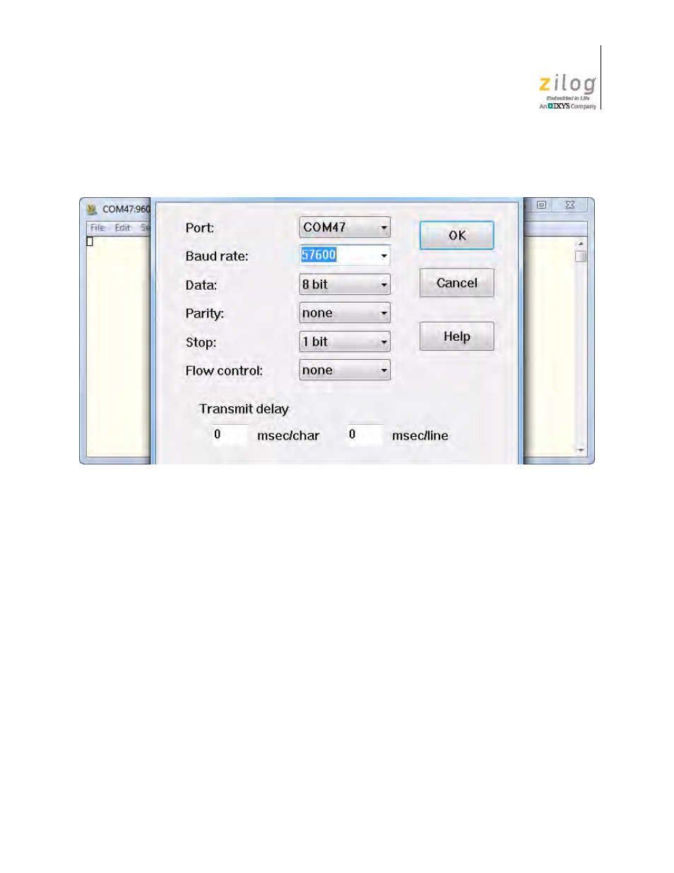 Figure 8, Baud rate setting | Zilog ZUSBOPTS User Manual | Page 18 / 38