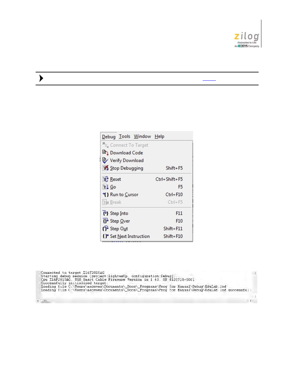 Figure 17. load successful message | Zilog ZUSBOPTS User Manual | Page 28 / 38