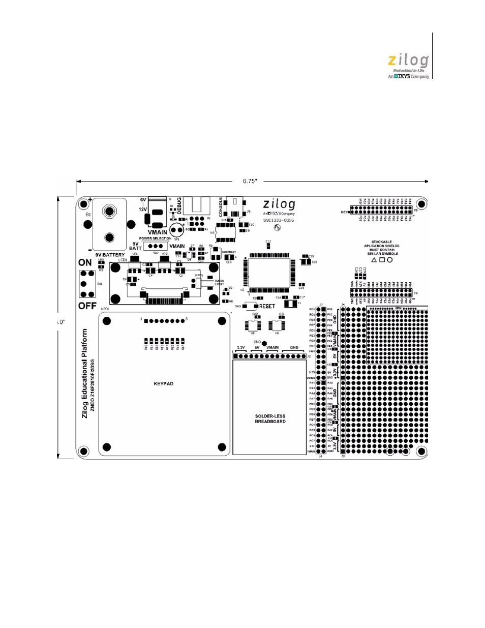 Packaging, Figure 19. educational platform dimensions | Zilog ZUSBOPTS User Manual | Page 33 / 38
