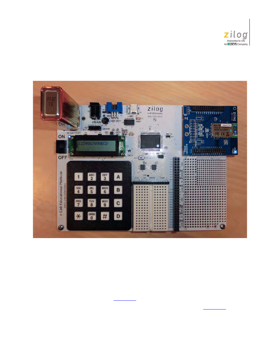 Required software, Figure 2, Educational platform with zpan shield attached | Zilog ZUSBOPTS User Manual | Page 9 / 38