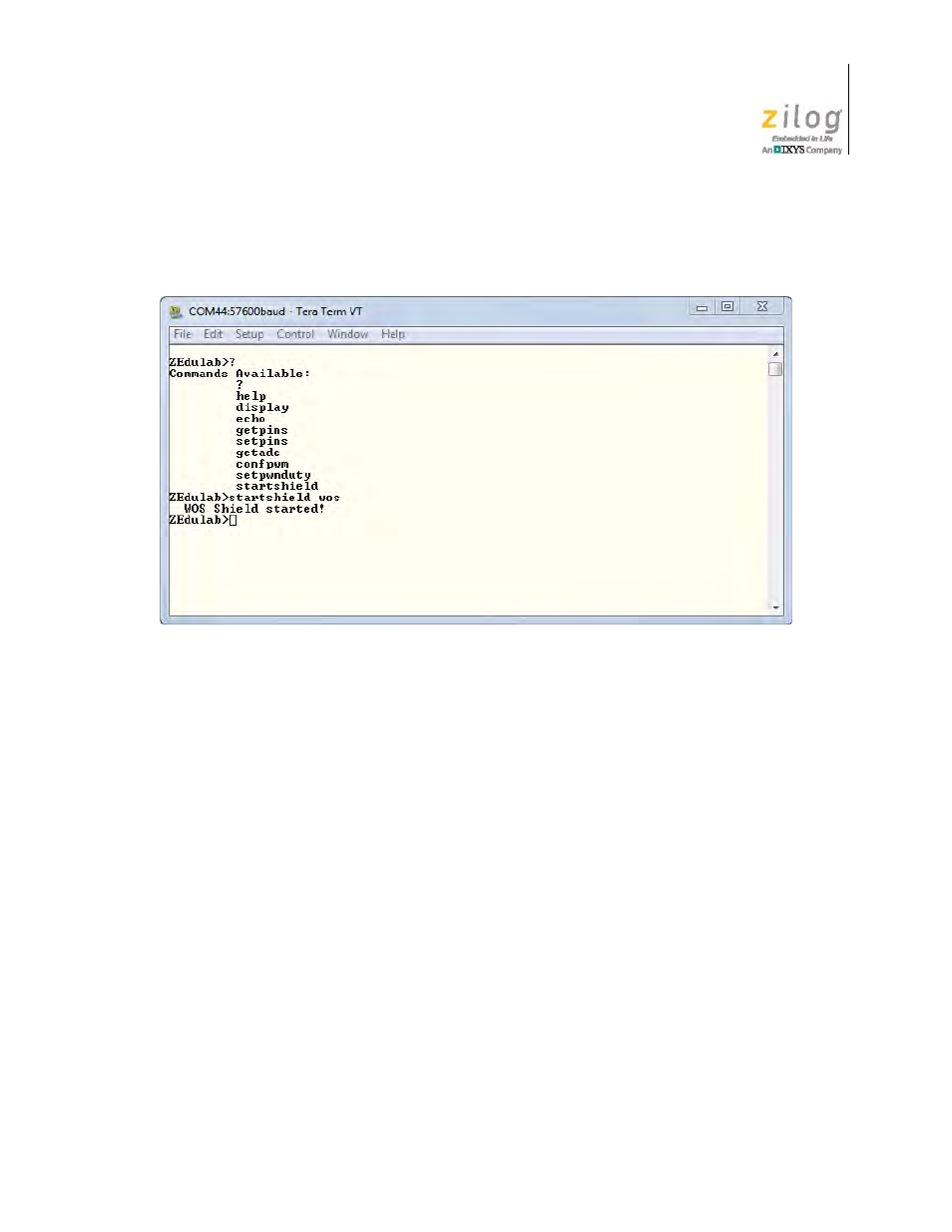 Figure 18. initializing the wos shield | Zilog ZUSBOPTS User Manual | Page 29 / 59
