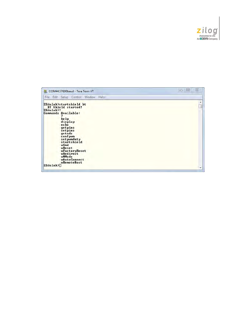 Figure 21. list of z-pan shield commands | Zilog ZUSBOPTS User Manual | Page 33 / 59