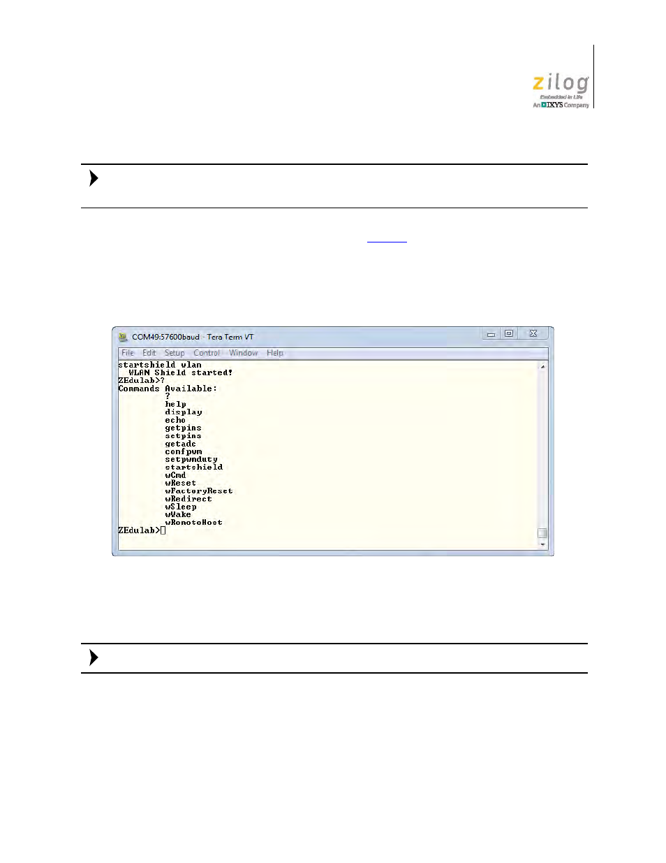 Figure 32. wlan command list for both shields | Zilog ZUSBOPTS User Manual | Page 41 / 59