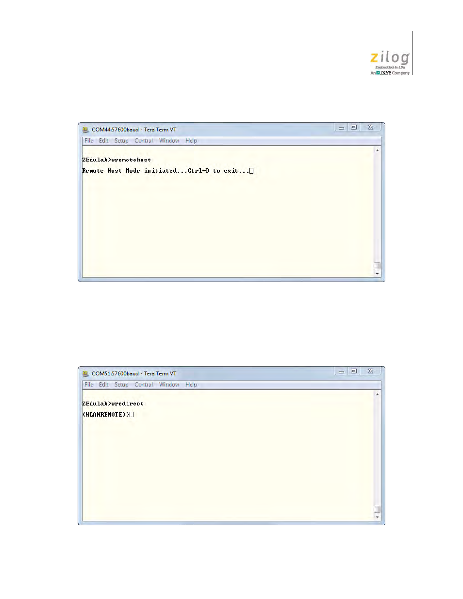 Figure 39. host wremotehost command, Figure 40. client wremotehost response | Zilog ZUSBOPTS User Manual | Page 47 / 59