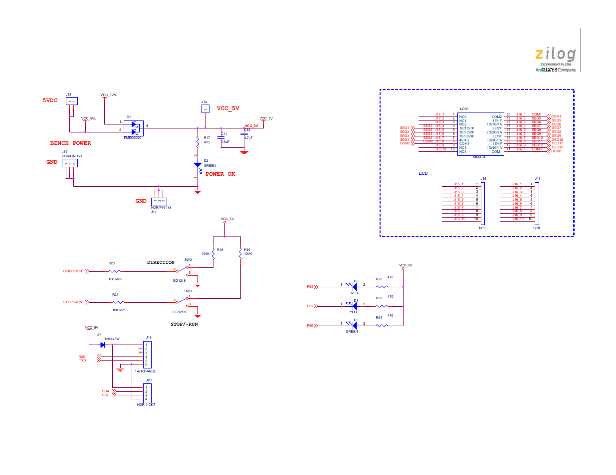 Z51f3220 mcu module schematic, #2 of 2, Power ok, Gnd vcc_5v bench power gnd 5vdc | Zilog ZUSBOPTS User Manual | Page 40 / 41